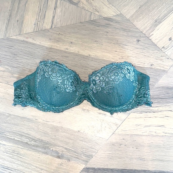 VICTORIA’S SECRET Size 34B Lace Push Up Padded Summer Sundress Strapless Bra ~ - Picture 1 of 7